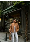 Kaşe Kaşmir Fermuarlı CEKET - Kahve