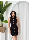 Katalina Gül Düğmeli Elbise