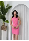 Katalina Gül Düğmeli Elbise