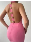 Katalina Gül Düğmeli Elbise