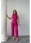 KETEN BLUZ - PANTOLON TAKIM MASSİMO MODELSCREAT KUMAŞ - Fuşya