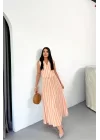 KETEN ÇİZGİLİ YELEK - UZUN ETEK TAKIM - Orange