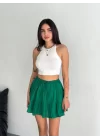 Keten Şortlu Etek - Yeşil