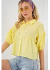 Kısa Kol Crop Gömlek 20335 - Sarı