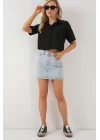 Kısa Kol Crop Gömlek 20341 - Siyah