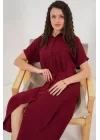 Kısa Kol Elbise 2214 - Bordo