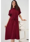Kısa Kol Elbise 2214 - Bordo