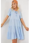 Kısa Kol Kısa Elbise 2554 - Mavi