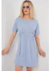Kısa Kol Mini Ayrobin Elbise 2572 - Mavi