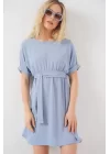 Kısa Kol Mini Ayrobin Elbise 2572 - Mavi