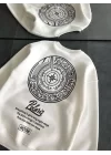 Kışlık Bisiklet Yaka Ön Ve Arka Baskılı SweatShirt - Beyaz
