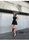 Kolsuz Mini Elbise- Siyah