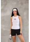 Kolsuz Nakışlı Badi Bluz - Beyaz