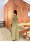Kolsuz Uzun Elbise - Haki