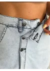 Kot Jeans Kesimetrik Kesim Cepli Şortlu Etek - Gri