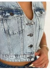 Kot Jeans Yelek - Buz Mavisi