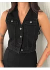 Kot Jeans Yelek - Siyah