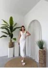 Kren Gül Detaylı Elbise