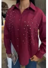 Kristal Taş Çakımlı Poplin Gömlek 3413