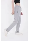Lastikli Baskılı Eşofman Pantolon - Gri