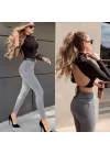Likralı Yüksek Bel Jean Pantolon
