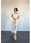 Lila Çiçekli Yazlık Elbise