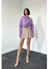 Lila Kristal Taşlı Gömlek