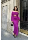 Lita Cut Out Büzgülü Elbise 2715-8