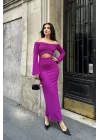 Lita Cut Out Büzgülü Elbise 2715-8