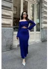 Lita Cut Out Büzgülü Elbise 2715-8