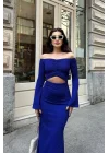 Lita Cut Out Büzgülü Elbise 2715-8
