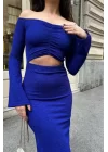 Lita Cut Out Büzgülü Elbise 2715-8