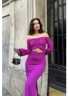 Lita Cut Out Büzgülü Elbise 2715-8