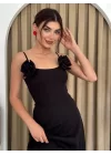 Matilda Gül İp Askılı Elbise