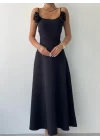 Matilda Gül İp Askılı Elbise