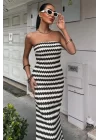Maura Desenli Straplez Elbise 2770