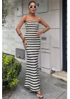 Maura Desenli Straplez Elbise 2770