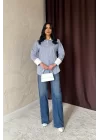 Mavi Çizgili Poplin Uzun Kol Gömlek