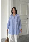 Mavi Çizgili Uzun Gömlek