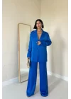 Zümrüt Saten Ceket Ve Pantolon Takım