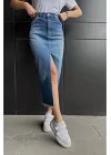 Kar Yıkama Yırtmaçlı Kot Etek