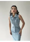 Meldia Jean Sıfır Kollu Elbise