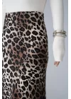 Midi Saten Etek - Leopar