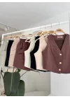 Mini Yelekli Şortlu Keten Takım 10176-08
