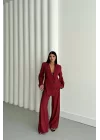 MODAL 4 DÜĞME ASTARSIZ CEKET - PANTOLON TAKIM - Bordo