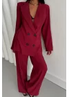 MODAL 4 DÜĞME ASTARSIZ CEKET - PANTOLON TAKIM - Bordo