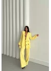 MODAL 4 DÜĞME ASTARSIZ CEKET - PANTOLON TAKIM - Sarı