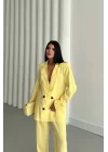 MODAL 4 DÜĞME ASTARSIZ CEKET - PANTOLON TAKIM - Sarı