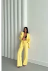 MODAL 4 DÜĞME ASTARSIZ CEKET - PANTOLON TAKIM - Sarı
