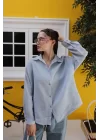 Müslin Uzun Kol Gömlek - Bebe Mavisi